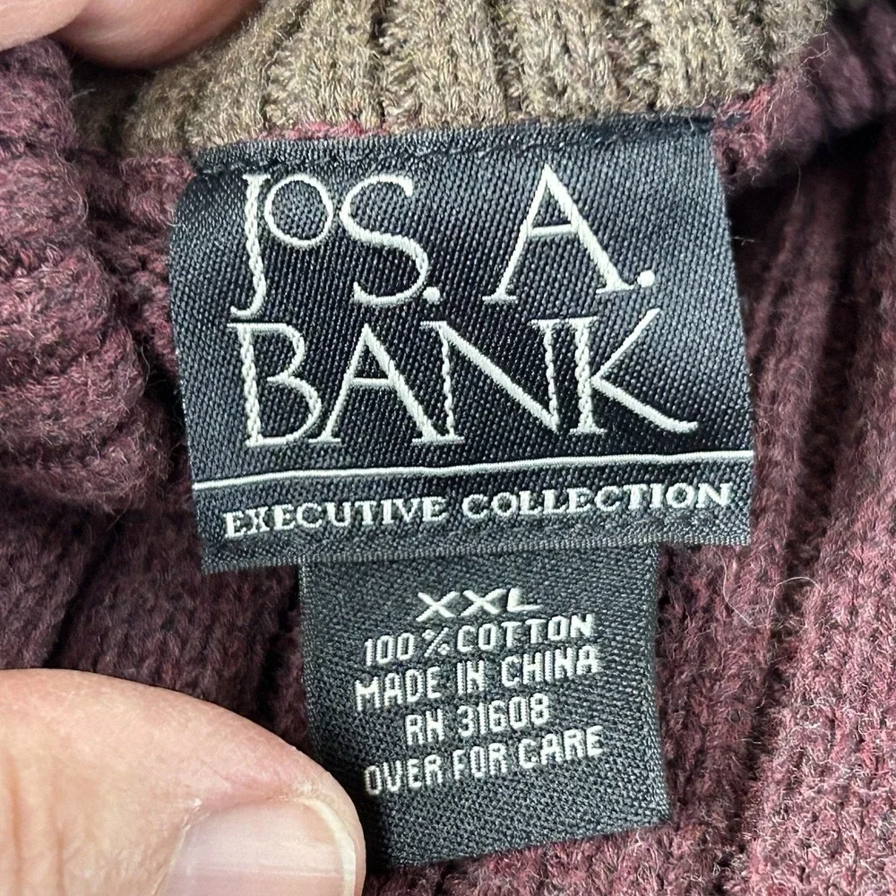 Jos A Bank Cotton Ribbed‎ Fisherman Sweater Mens XXL Henley Pullover Casual